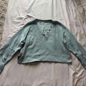 LA Hearts Teal V-Neck cropped Sweater